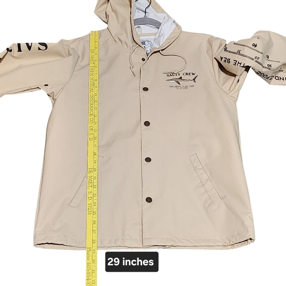 SALTY CREW Bruce Snap Jacket Mens Medium Cream Fishing Surf - Picture 12 of 13